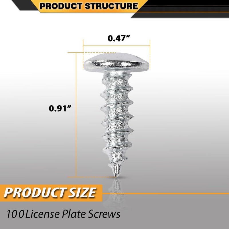 cnnell License Plate Screws #14 x 3/4 Inch Phillips Pan Head Self Tapping - American (100 Per Pack) - Image 3